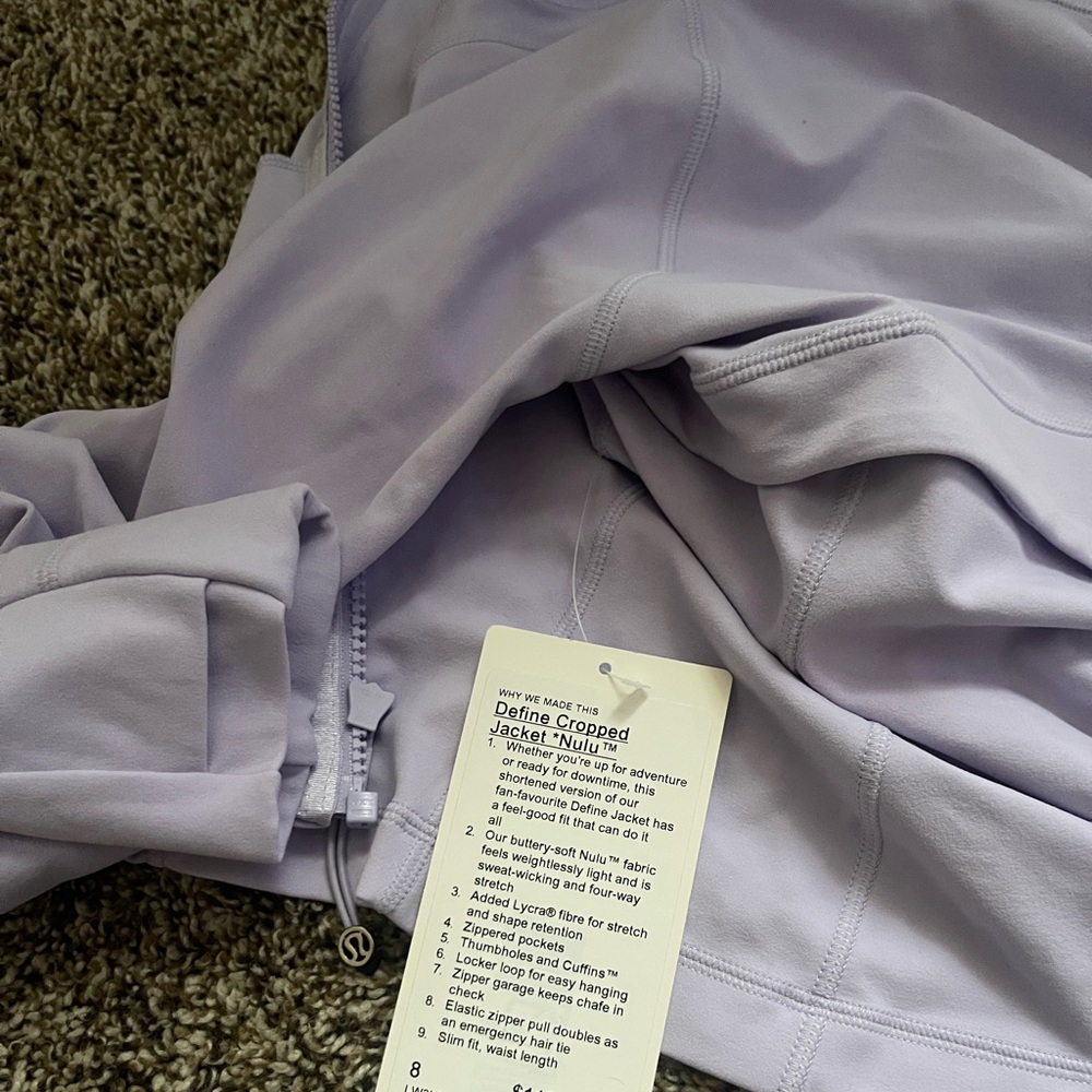 Lululemon cropped define jacket lavender frost size 8 - Picture 2 of 3